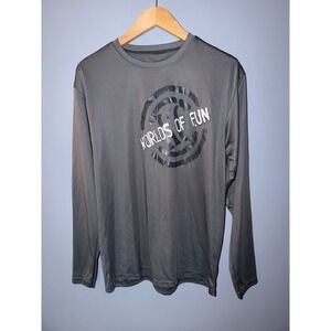 A4 Worlds of Fun Kansas City Men Small Long Sleeve Performance Shirt Grey KC
